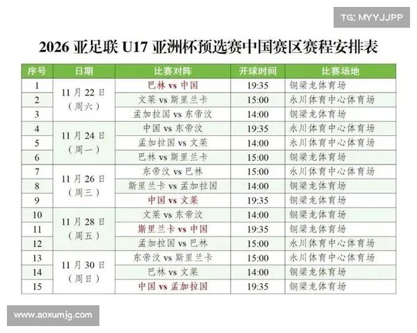全面梳理即将开战的亚洲杯中国队完整比赛日程解析全景呈现亮点汇